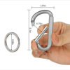 Picture of 6PCS Carabiner Caribeaner Clip,3" Large Aluminum D Ring Shape Carabeaner with 6PCS Keyring Keychain Hook (Black + Grey)