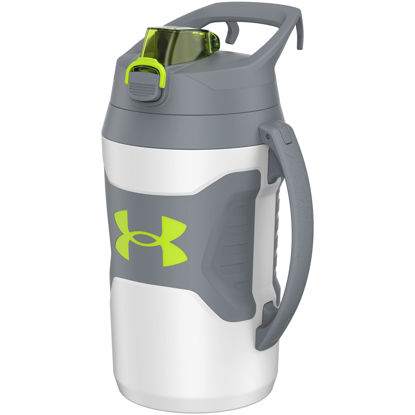 Picture of Under Armour Playmaker Sport Jug, Water Bottle with Handle, Foam Insulated & Leak Resistant, 64oz, White/Steel