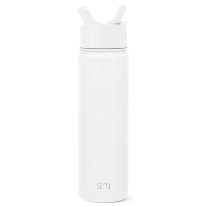 Picture of Simple Modern Water Bottle with Straw Lid Vacuum Insulated Stainless Steel Metal Thermos Bottles | Reusable Leak Proof BPA-Free Flask for School | Summit Collection | 22oz, Winter White