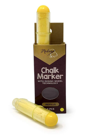 GetUSCart- Madam Sew Chalk Fabric Marker Refill Cartridges for Sewing and  Quilting - Clean, Quick, Leakproof Refills Replenish Tailor Liner Pens -  Powdered Talc Pigment for Cotton, Knit and More (Yellow Refill)