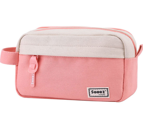 Large capacity pen case, multi-slot pencil bag aesthetic school supplies  organizer bag, suitable for teenagers - Light pink 