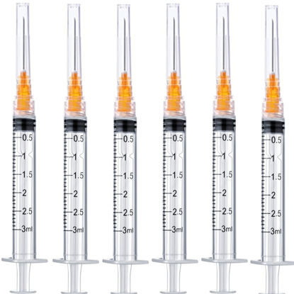 Picture of 25Pack 3ml Plastic Syringe with 25ga, Individually Sealed Syringe for Scientific Labs, Ink Filling, Oil or Glue Applicator