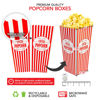Picture of [25 Pack] Movie Theater Popcorn Boxes Disposable Red & White Striped - 46 oz Capacity - Vintage Snack Box Concession and Carnival Party Supplies, Individual Popcorn Bucket Containers