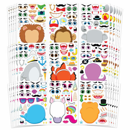 Picture of JOYIN 36 PCS 9.8”x6.7" Make-a-face Sticker Sheets Make Your Own Animal Mix and Match Sticker Sheets with Safaris, Sea and Fantasy Animals Kids Party Favor Supplies Craft