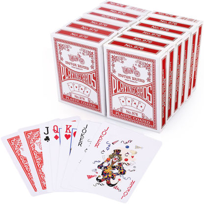Picture of LotFancy Playing Cards, Poker Size Standard Index, 12 Decks of Cards, for Blackjack, Euchre, Canasta Card Game, Casino Grade, Red or Blue