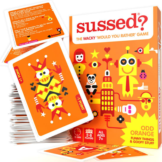 Picture of SUSSED The Wacky ‘Would You Rather’ Card Game - Fun Family Travel Gift - Oddball Orange Deck: 200 Funny Questions for Kids & Adults. All Ages 7+