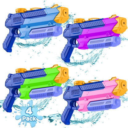 Picture of Water Gun, WOLKEK Water Guns for Kids, 4 Pack Long Range Squirt Guns, Pool Toys Water Toys for Swimming Pool Beach Sand Outdoor, Summer Gifts for Kids