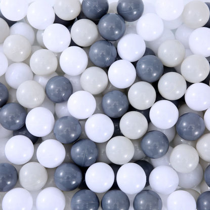 Picture of MoonxHome Ball Pit Balls Crush Proof Plastic Children's Toy Balls Macaron Ocean Balls 2.15 Inch Pack of 100 White Dark-Grey Light-Grey