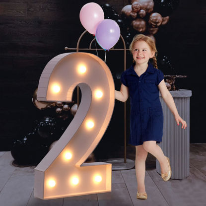 Picture of 3FT Marquee Light Up Numbers, Mosaic Numbers for Balloons, Number 2 Balloon Frame, Marquee Light Up Letters, 12th 20th 21st Birthday Decorations, Anniversary Party Decor, 2 Year Old Party Decorations