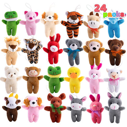 Picture of JOYIN 24 Pcs Mini Animal Plush Toys, 3” Stuffed Animal Bulk for Kids Birthday Party Favors, Holiday Gifts, Easter Basket Stuff, Pinata Fillers, Goodie Bag Fillers, School Prizes