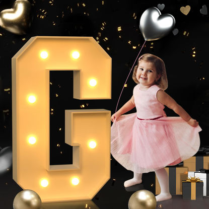 Picture of imprsv 3FT Block Marquee Letters, Marquee Light Up Letters for Birthday Baby Shower Party Backdrop Decor, Large Light Up Letters for Wedding Decorations Engagement Party Decorations, Letter G