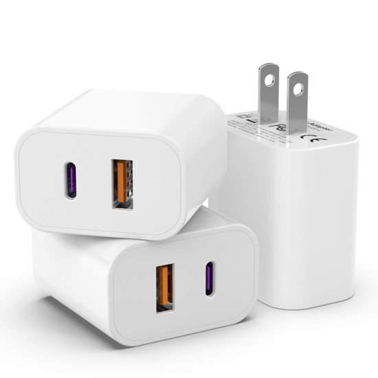 GetUSCart- 3 Pack USB C Charger Block [Apple MFi Certified], iGENJUN 20W  Dual Port QC + PD 3.0 Power Adapter Wall Charger, Double Fast Plug Charging  Brick for iPhone 14/14 Pro/13/12/11/XS, Samsung Galaxy - White