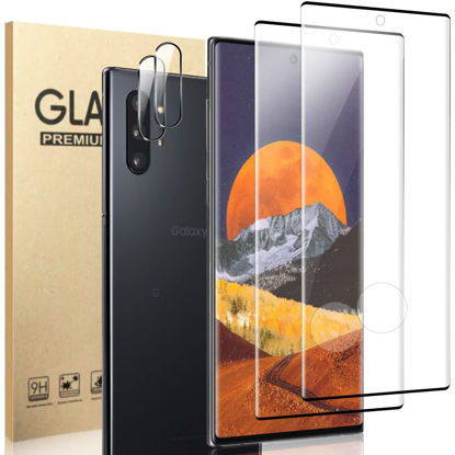 Picture of Galaxy Note 10 Plus Screen Protector【2+2 Pack】With Camera Lens Protector, Compatible Fingerprint, 3D Glass Full Coverage 9H Hardness Tempered Glass Screen Protector for Samsung Galaxy Note 10 Plus 5G(6.8 Inch)