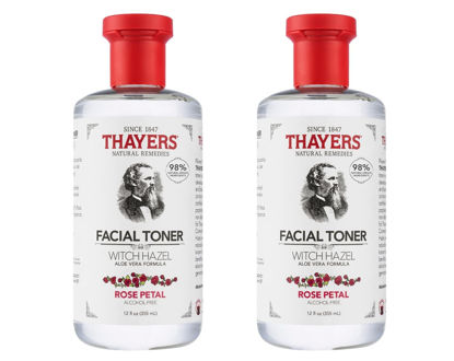 Picture of Thayers Alcohol-Free, Hydrating Rose Petal Witch Hazel Facial Toner with Aloe Vera Formula, 12 Oz (Pack of 2)