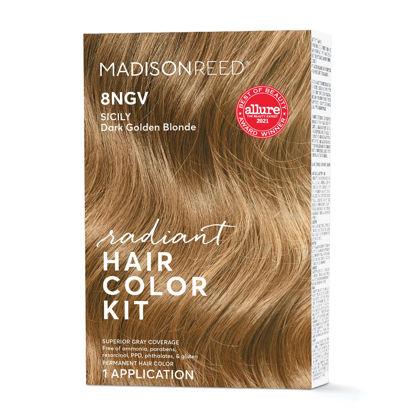Picture of Madison Reed Radiant Hair Color Kit, Dark Champagne Blonde for Superior Gray Coverage, Ammonia-Free, 8NGV Sicily Blonde, Permanent Hair Dye, Pack of 1