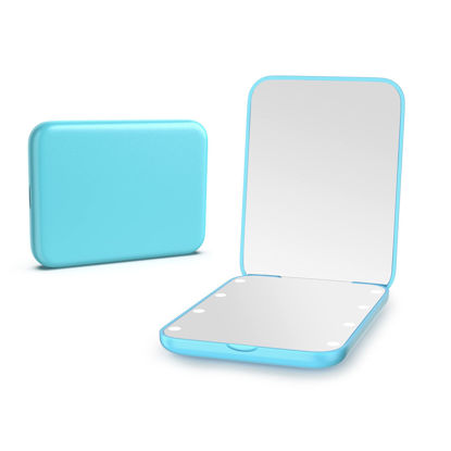 Picture of Kintion Compact Mirror with Light, LED Compact Travel Makeup Mirror, 1X/3X Magnification Lighted Pocket Mirror, 2-Sided, Portable, Folding, Handheld, Small Compact Mirror for Purses, Blue