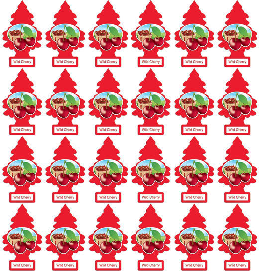 Picture of LITTLE TREES Car Air Freshener | Hanging Paper Tree for Home or Car | Wild Cherry | 24 Pack