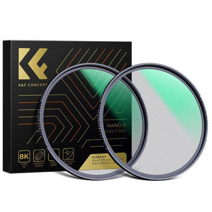 Picture of K&F Concept 49mm Black Diffusion 1/4 & 1/8 Lens Filter Kit (2 Pcs), Mist Cinematic Effect Filter for Vlog/Video/Portrait Image with 28 Multi-Layer Coated