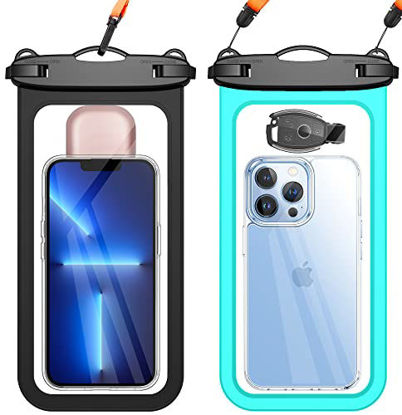 Picture of [2 Pcs] Medium Waterproof Phone Pouch, [Up to 8.5"] IPX8 Waterproof Phone Case Bag Compatible with iPhone 13 Pro Max/12/11/XR/X,Galaxy S22/S21,Note 20.Pixel/OnePlus, for Vacation Swimming