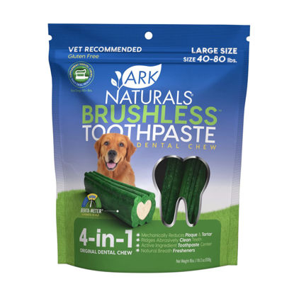 Picture of Ark Naturals Brushless Toothpaste, Dog Dental Chews for Large Breeds, Freshens Breath, Helps Reduce Plaque & Tartar, 18oz, 1 Pack