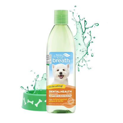 Picture of TropiClean Fresh Breath Supports Skin Health | Dog Oral Care Water Additive | Dog Breath Freshener Additive for Dental Health | VOHC Certified | Made in the USA | 16 oz