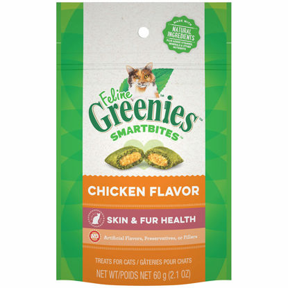 Picture of FELINE GREENIES SMARTBITES Skin & Fur Crunchy and Soft Natural Cat Treats, Chicken Flavor, 2.1 oz. Pack
