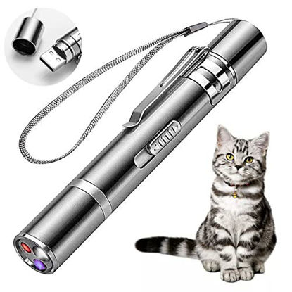 Picture of Yenflew Pet Cat Red Light Indicator Pen Toy, USB Rechargeable Handheld Pet Toys, 5 Red Patterns, Suitable Indoor Interaction with Cats or Dogs