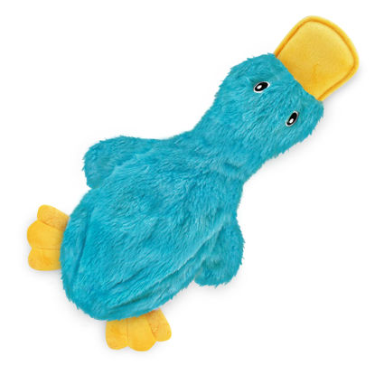 Picture of Best Pet Supplies Crinkle Dog Toy for Small, Medium, Cute No Stuffing Duck with Soft Squeaker, Fun for Indoor Puppies and Senior Pups, Plush No Mess Chew and Play - Turquoise, Large