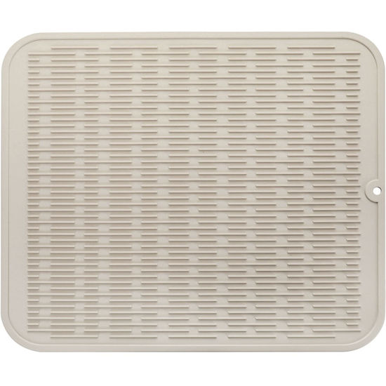 Picture of MicoYang Silicone Dish Drying Mat for Multiple Usage,Easy clean,Eco-friendly,Heat-resistant Silicone Mat for Kitchen Counter or Sink,Refrigerator or Drawer Liner Tapioca XL 18 inches x 16 inches