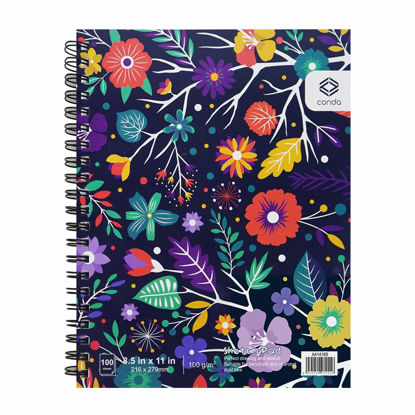 Picture of CONDA 8.5"x11" Sketch Book, 100 Sheets (68 lb/100gsm), Spiral Bound Artist Sketch Pad, Durable Acid Free Drawing Paper for Drawing Painting