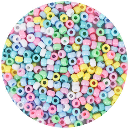 Picture of Simetufy 1200 pcs Pony Beads Macaron Pastel Colored Beads for Crafts Hair Beads for Hair Braiding, 8 Candy Colors
