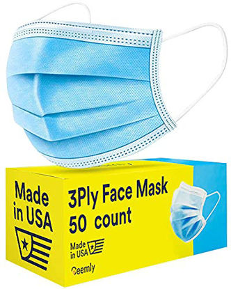 Picture of Ceemly 3Ply Disposable Face Mask USA Made, Single-Use, 50 Count, Skulls Print, Pack of 1