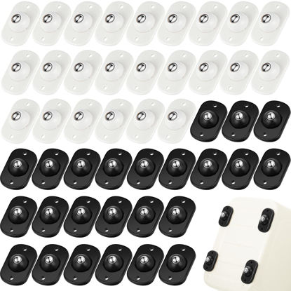 Picture of Self Adhesive Caster Wheels Mini Swivel Wheels Stainless Steel Paste Universal Wheel 360 Degree Rotation Sticky Pulley for Bins Bottom Storage Box Furniture Trash Can (48 Pieces,Black, White)