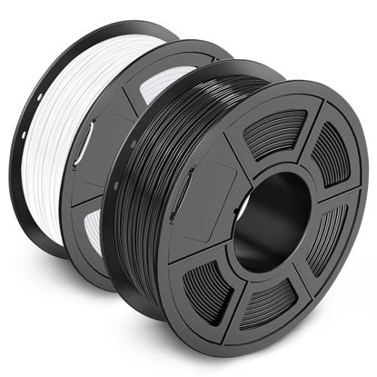 Picture of PLA 3D Printer Filament, SUNLU Neatly Wound PLA Filament 1.75mm Dimensional Accuracy +/- 0.02mm, Fit Most FDM 3D Printers, Good Vacuum Packaging Consumables, PLA 2KG, 1kg Spool, 2 Pack, Black+White