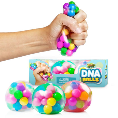Picture of YoYa Toys DNA Balls - Fidget Stress Balls Set - 3 Pack - Colorful Jelly Beads and Squishy Rubber Balls - Squishies for Girls and Boys, and Adults - Sensory Toys for Autistic Children - Water Orbs Toys