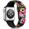 Picture of KOLEK Floral Bands Compatible with Apple Watch 44mm 42mm, Silicone Fadeless Pattern Printed Replacement Bands for iWatch Series 4 3 2 1, Pink Flower, S, M