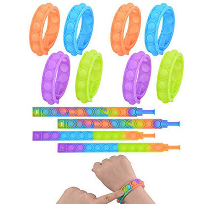 Picture of Push Pop Bubble Wristband Fidget Toys, Set of 12 Wearable Autism Special Needs Stress Reliever ,Hand Finger Press Silicone Bracelet Toy for Kids and Adults (Multicolor-12)
