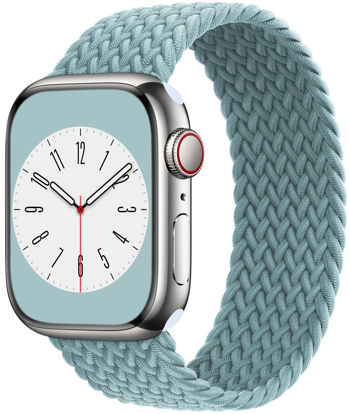Picture of Proworthy Braided Solo Loop Compatible With Apple Watch Band 42mm 44mm 45mm 49mm for Men and Women, Stretch Nylon Elastic Strap Wristband for iWatch Series Ultra SE 8 7 6 5 4 3 2 1 (Slate Blue, XS)