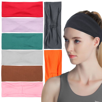 Picture of LOTUS78 Headbands for Women. 08 Eight Pack Head Bands, Soft Fabric Hair Bands for Women's Hair. Elastic Sweat Band for Women, Trendy Womens Headbands. Classy Head Band - Boho Headbands for Exercise & Yoga. (Breeze Icon)