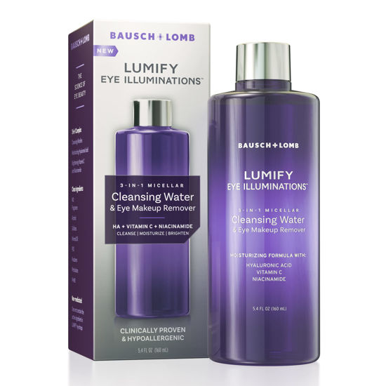 Picture of LUMIFY Eye Illuminations Cleansing Water & Eye Makeup Remover, 3-in-1 Micellar Water Contains Hyaluronic Acid, Vitamin C & Niacinamide, Clinically Proven & Hypoallergenic, 160mL