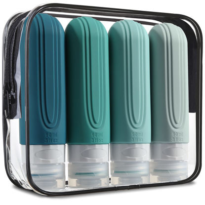 Picture of Mrsdry Travel Bottles for Toiletries, Tsa Approved 3oz Travel Size Containers BPA Free Leak Proof Refillable Liquid Silicone Squeezable Travel Accessories for Shampoo Conditioner Lotion (4 Pack)