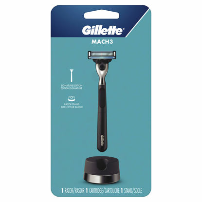 Picture of Gillette Mach3 Men's Signature Edition Razor Handle + 1 Blade Refill + Razor Stand