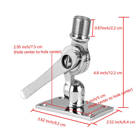 Clamp On Rail Ratchet 316 Stainless Steel Base For Boat Radio VHF Aerial Antenna