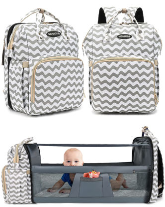 Picture of WOWTINA Baby Diaper Bag Backpack with Changing Station for Boy Girl, Baby Registry Search Shower Gifts Baby Stuff for Newborn Essentials Must Haves Dad Mom Travel Large White Diaper Bags