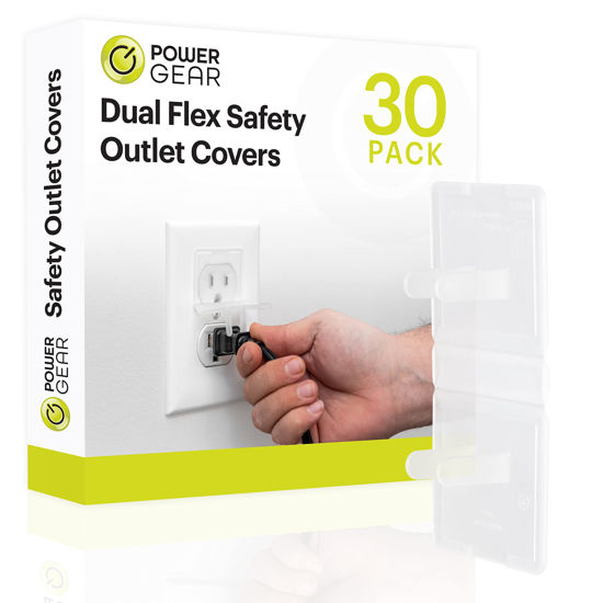 Picture of Power Gear Flexible Outlet Covers Baby Proofing Child Proof Plug Covers for Electrical Outlets Easy Install Outlet Plug Covers UL Listed Shock Prevention Clear 74749 30 Count