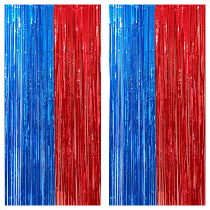 KATCHON KatchOn, Iridescent Red Backdrop Curtain - 6.4x8 Feet, Pack of 2, Red  Streamers for Red Party Decorations