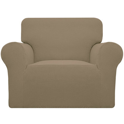 Picture of Easy-Going Stretch Oversized Chair Sofa Slipcover 1-Piece Couch Sofa Cover Furniture Protector Soft with Elastic Bottom for Kids Spandex Jacquard Fabric Small Checks Tan