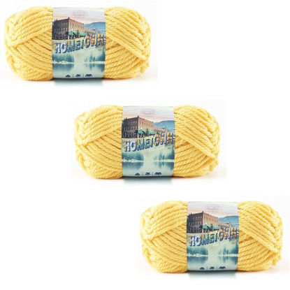 Picture of Lion Brand Yarn Hometown Yarn, Bulky Yarn, Yarn for Knitting and Crocheting, 3-Pack, Pittsburgh Yellow