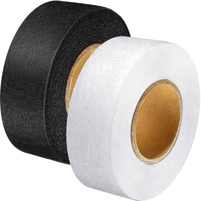 Picture of Outus 2 Rolls Fabric Fusing Tape Adhesive Hem Tape Iron on Tape Each 1/2 Inch(Black, White, 70 Yards)