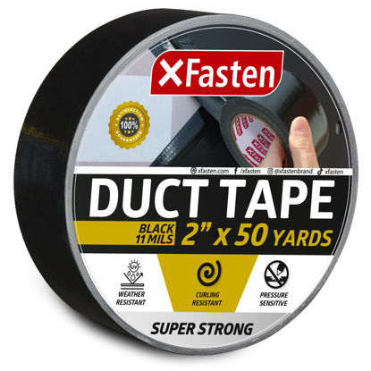Picture of XFasten Super Strength Duct Tape, Black, 2" x 50 Yards, Indoor and Outdoor Duct Tape for School and Industrial Use- Waterproof and Weatherproof